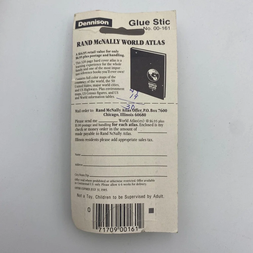 Vintage NOS Dennison Glue Stic 00-161 Sealed 1985 Retro Stationery Office Supply